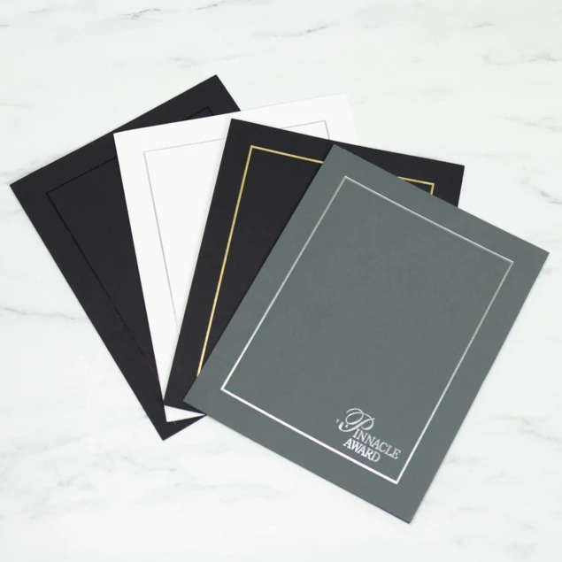 black, slate, white certificate holder with corner tuck Black Gold TAP Whitney Certificate Holder 8.5x11